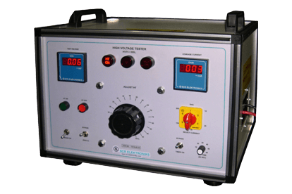 The test bench tests the di-electric withstand capability of the product with settable high voltage and allowable leakage current
